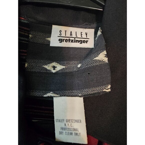 Vintage Staley Gretzinger Striped Button-Up Pleated Tunic Top Art to Wear 1X/2X - Picture 4 of 6